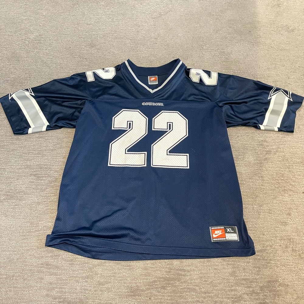 Vintage 90's Rare Nike Dallas Cowboys #22 E. Smith Nylon Screen Jersey Adult XL